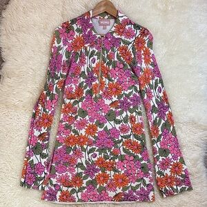 Show Me Your MuMu Pink Orange Long Sleeve Floral Dress, please read description.